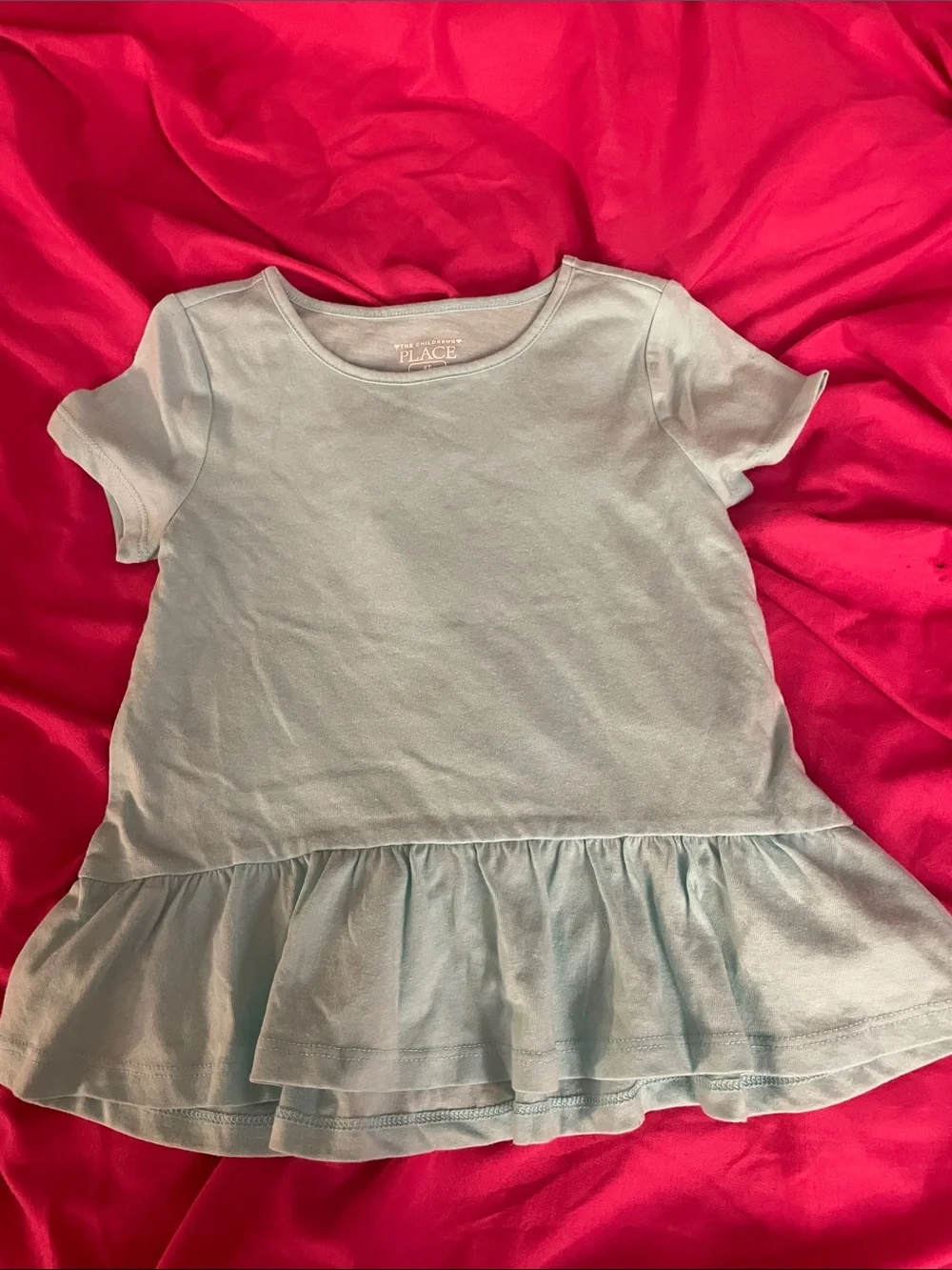The Children's Place Pale Blue Ruffle Hem Short Sleeve Tee